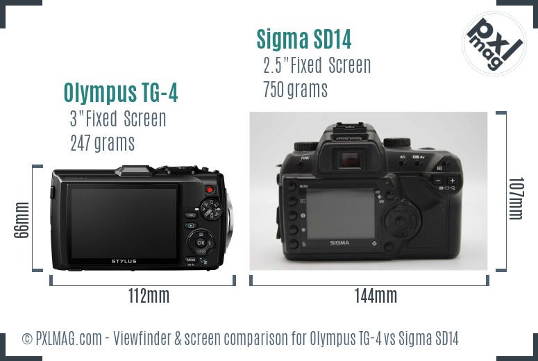 Olympus TG-4 vs Sigma SD14 Screen and Viewfinder comparison