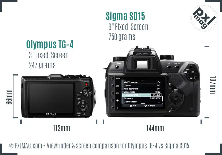 Olympus TG-4 vs Sigma SD15 Screen and Viewfinder comparison