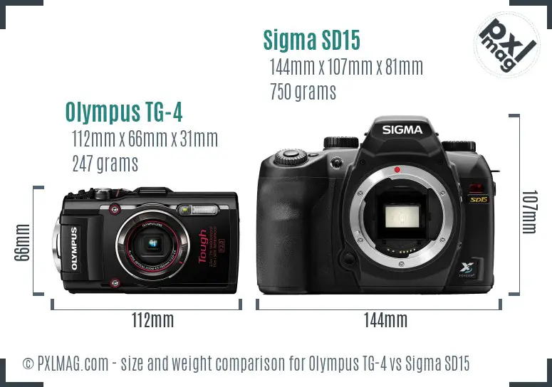 Olympus TG-4 vs Sigma SD15 size comparison