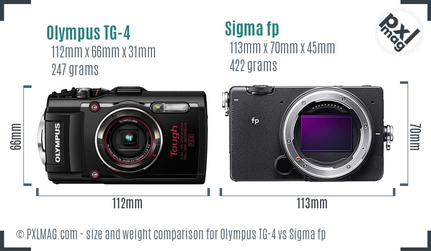 Olympus TG-4 vs Sigma fp size comparison Olympus TG-4 vs Sigma fp size comparison
