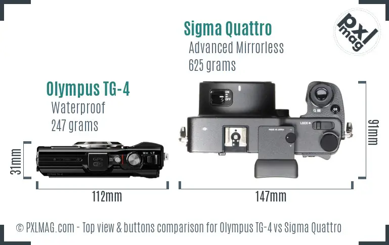 Olympus TG-4 vs Sigma Quattro top view buttons comparison Olympus TG-4 vs Sigma Quattro top view buttons comparison