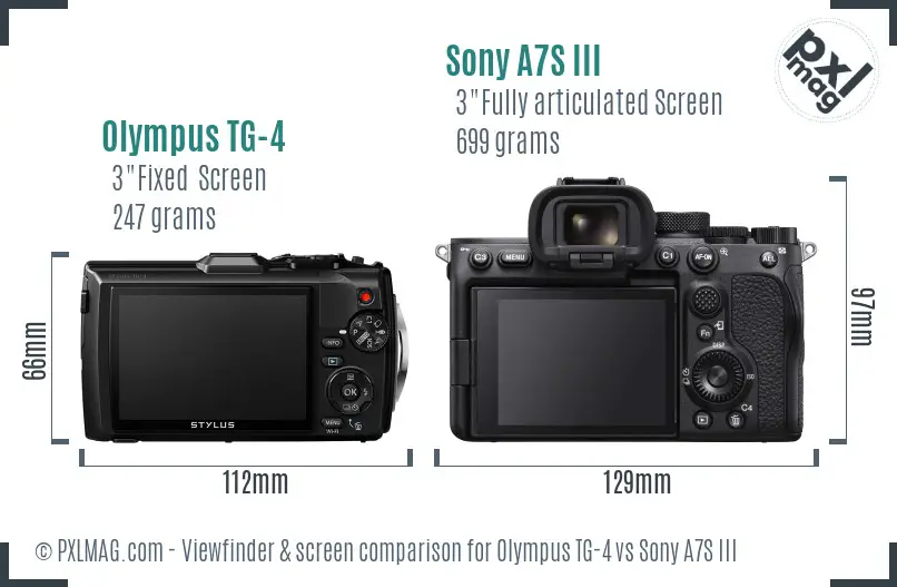 Olympus TG-4 vs Sony A7S III Screen and Viewfinder comparison Olympus TG-4 vs Sony A7S III Screen and Viewfinder comparison