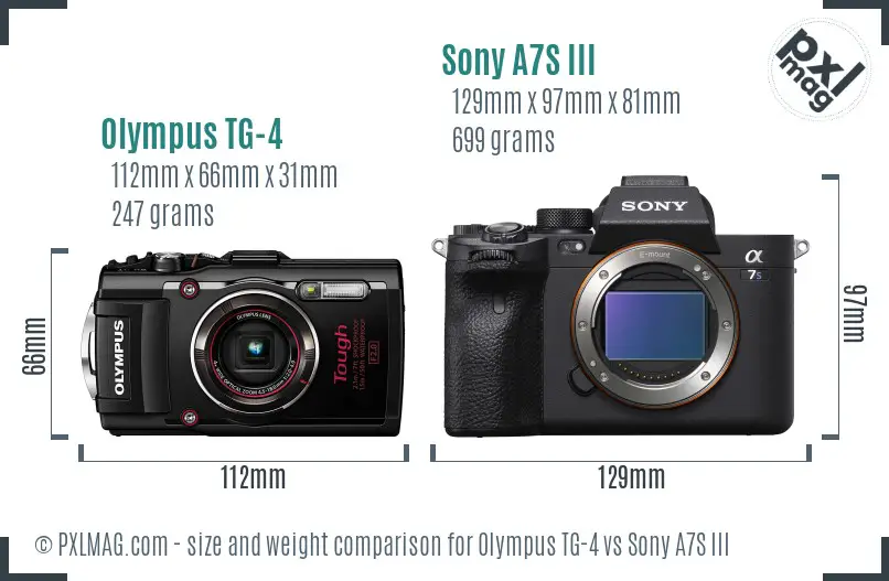 Olympus TG-4 vs Sony A7S III size comparison Olympus TG-4 vs Sony A7S III size comparison