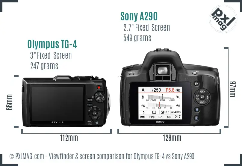 Olympus TG-4 vs Sony A290 Screen and Viewfinder comparison