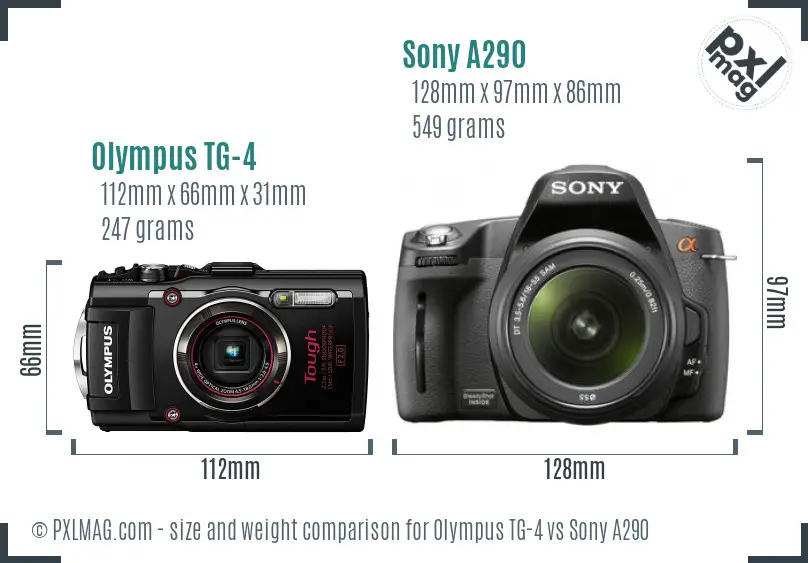 Olympus TG-4 vs Sony A290 size comparison