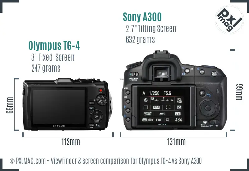 Olympus TG-4 vs Sony A300 Screen and Viewfinder comparison