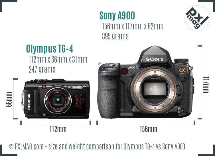 Olympus TG-4 vs Sony A900 size comparison