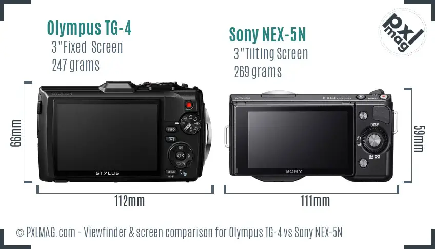 Olympus TG-4 vs Sony NEX-5N Screen and Viewfinder comparison