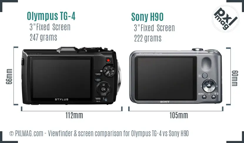 Olympus TG-4 vs Sony H90 Screen and Viewfinder comparison