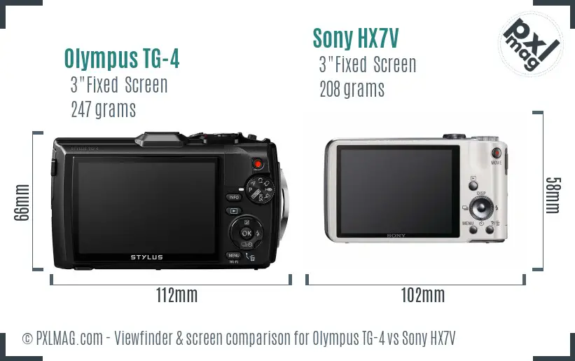 Olympus TG-4 vs Sony HX7V Screen and Viewfinder comparison