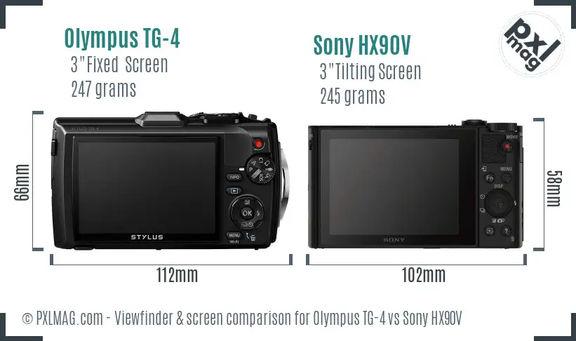 Olympus TG-4 vs Sony HX90V Screen and Viewfinder comparison