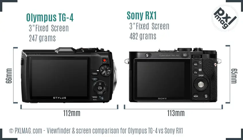 Olympus TG-4 vs Sony RX1 Screen and Viewfinder comparison