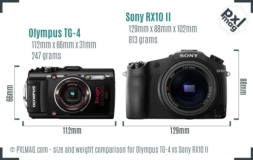 Olympus TG-4 vs Sony RX10 II size comparison
