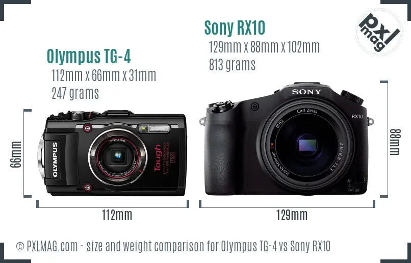 Olympus TG-4 vs Sony RX10 size comparison