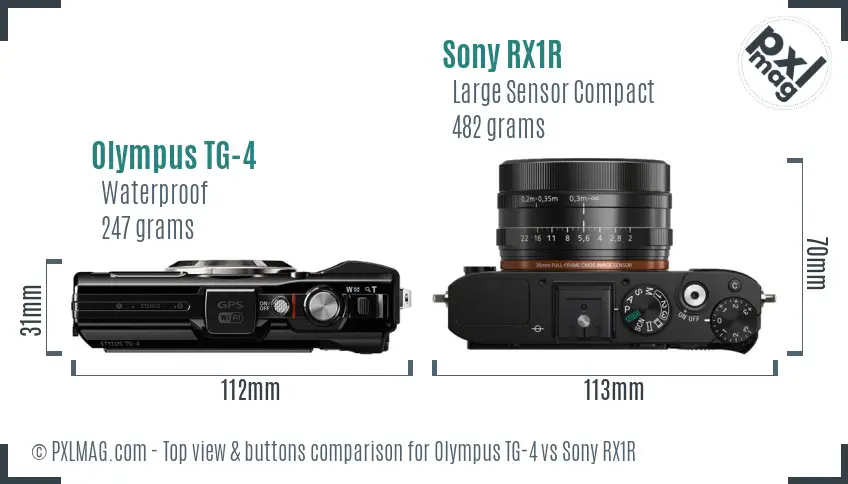 Olympus TG-4 vs Sony RX1R top view buttons comparison