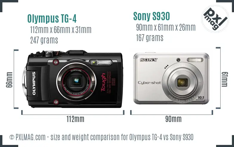 Olympus TG-4 vs Sony S930 size comparison