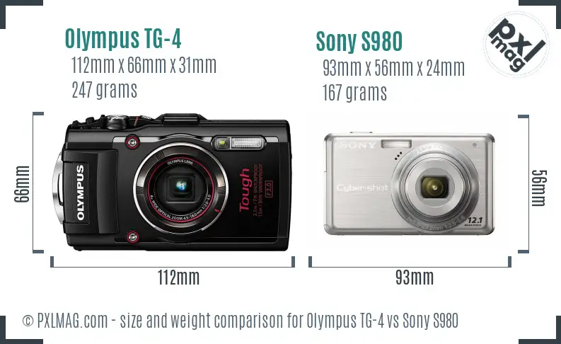 Olympus TG-4 vs Sony S980 size comparison