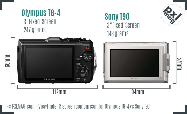 Olympus TG-4 vs Sony T90 Screen and Viewfinder comparison
