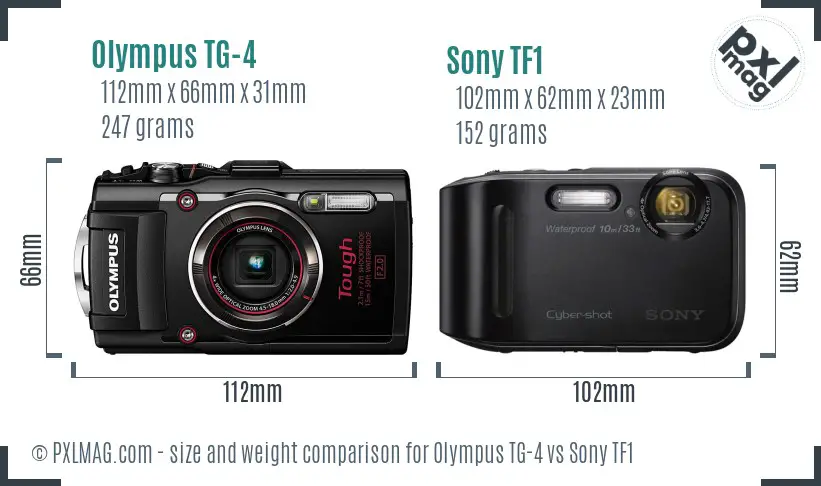 Olympus TG-4 vs Sony TF1 size comparison