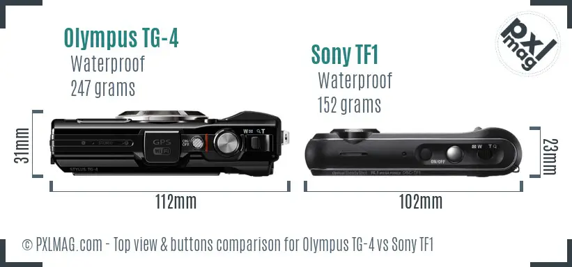 Olympus TG-4 vs Sony TF1 top view buttons comparison