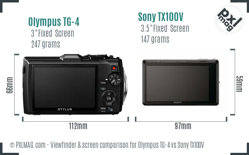 Olympus TG-4 vs Sony TX100V Screen and Viewfinder comparison