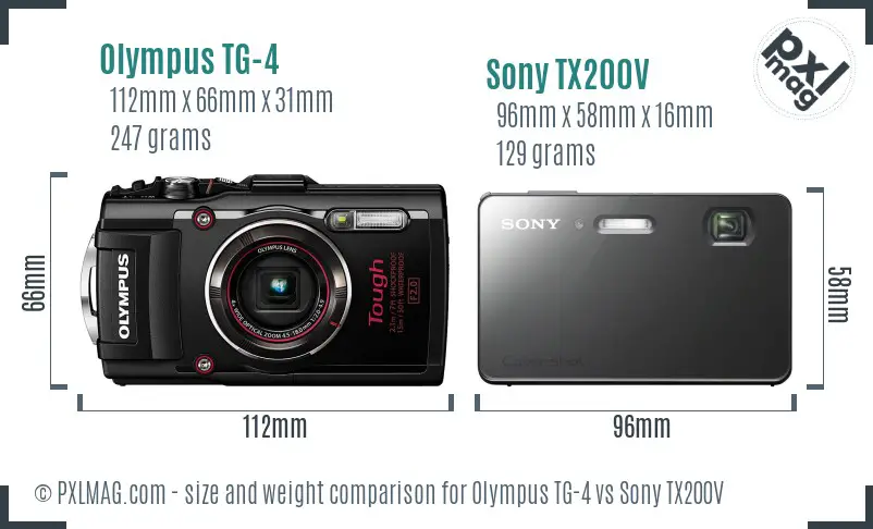 Olympus TG-4 vs Sony TX200V size comparison