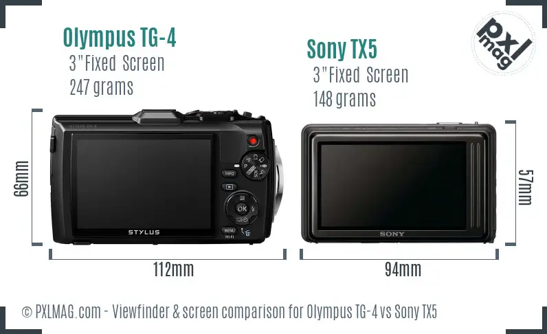 Olympus TG-4 vs Sony TX5 Screen and Viewfinder comparison