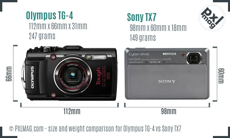 Olympus TG-4 vs Sony TX7 size comparison