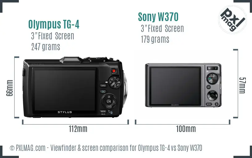 Olympus TG-4 vs Sony W370 Screen and Viewfinder comparison