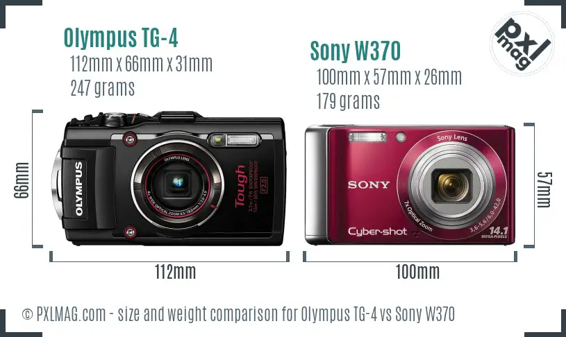 Olympus TG-4 vs Sony W370 size comparison