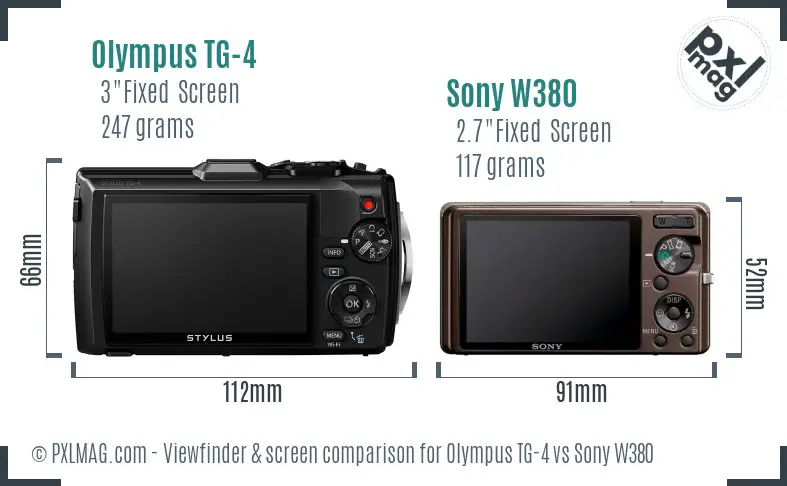 Olympus TG-4 vs Sony W380 Screen and Viewfinder comparison