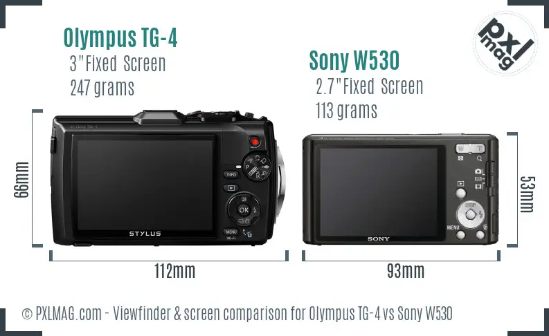Olympus TG-4 vs Sony W530 Screen and Viewfinder comparison