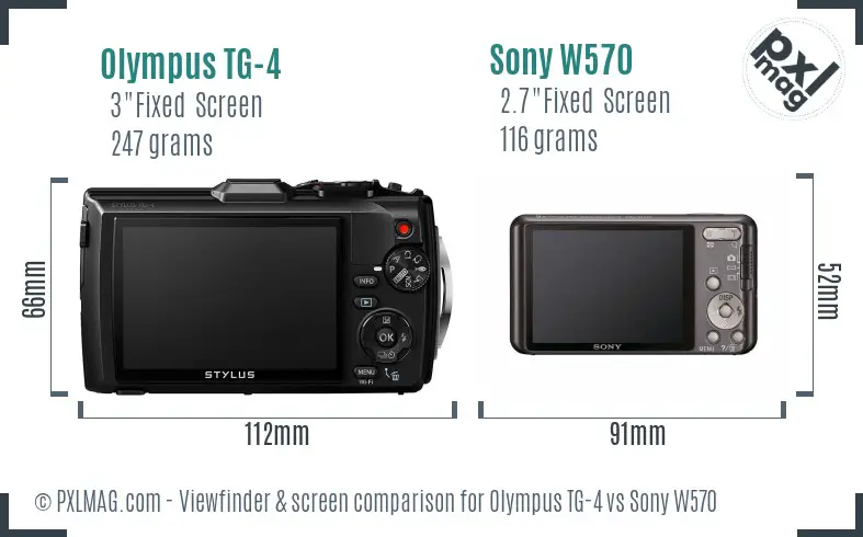 Olympus TG-4 vs Sony W570 Screen and Viewfinder comparison