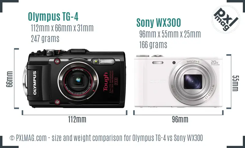 Olympus TG-4 vs Sony WX300 size comparison