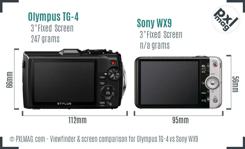 Olympus TG-4 vs Sony WX9 Screen and Viewfinder comparison
