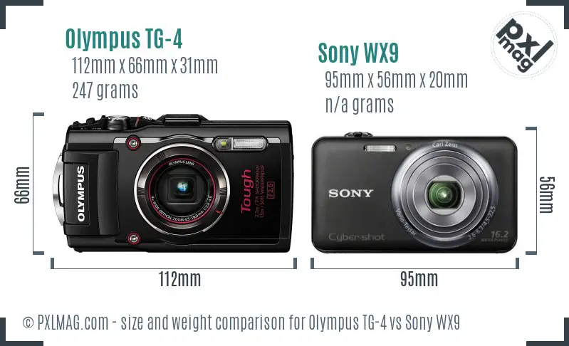 Olympus TG-4 vs Sony WX9 size comparison
