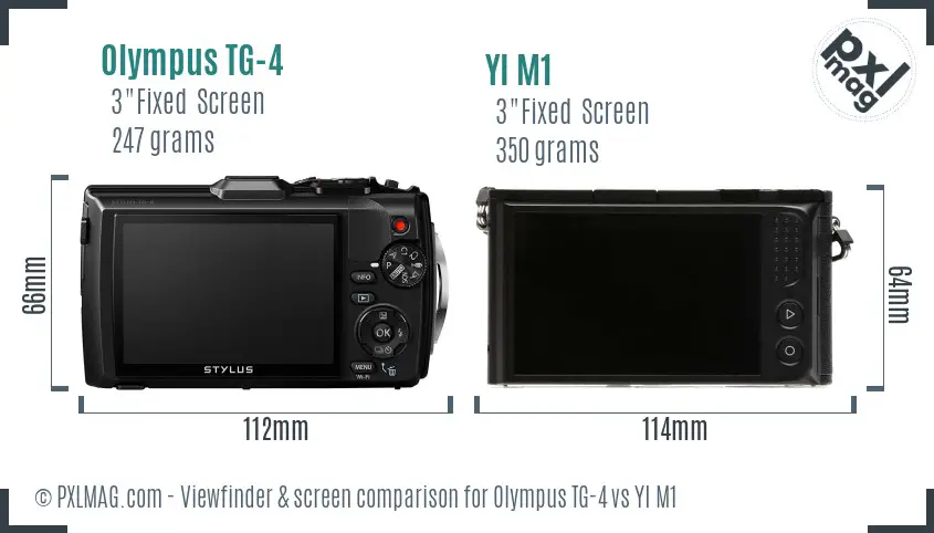 Olympus TG-4 vs YI M1 Screen and Viewfinder comparison