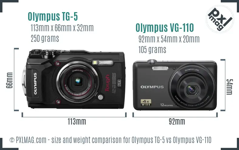Olympus TG-5 vs Olympus VG-110 size comparison