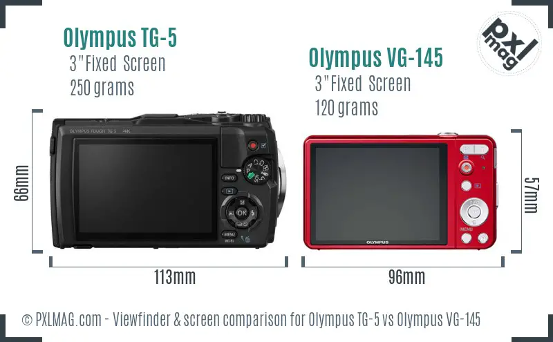 Olympus TG-5 vs Olympus VG-145 Screen and Viewfinder comparison