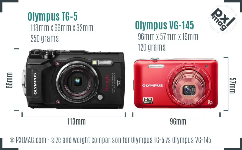 Olympus TG-5 vs Olympus VG-145 size comparison
