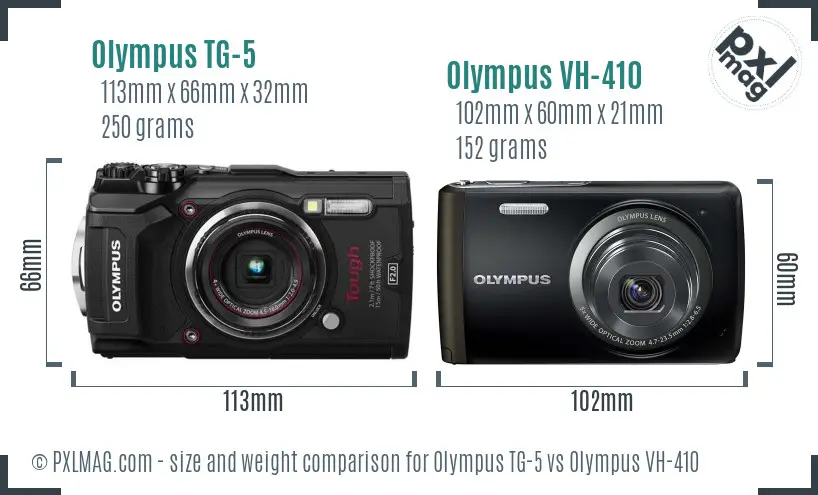 Olympus TG-5 vs Olympus VH-410 size comparison