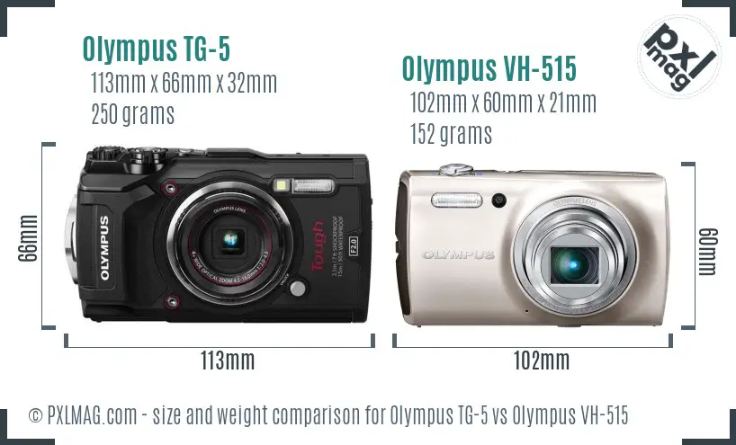 Olympus TG-5 vs Olympus VH-515 size comparison