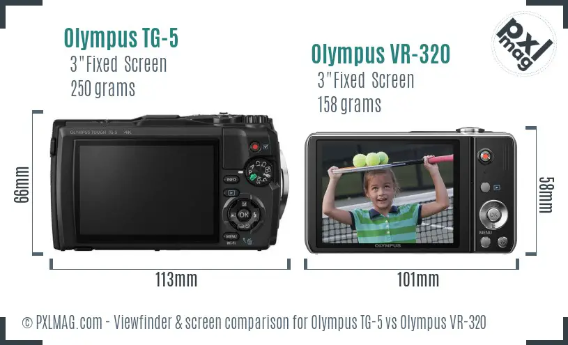 Olympus TG-5 vs Olympus VR-320 Screen and Viewfinder comparison