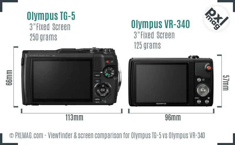 Olympus TG-5 vs Olympus VR-340 Screen and Viewfinder comparison