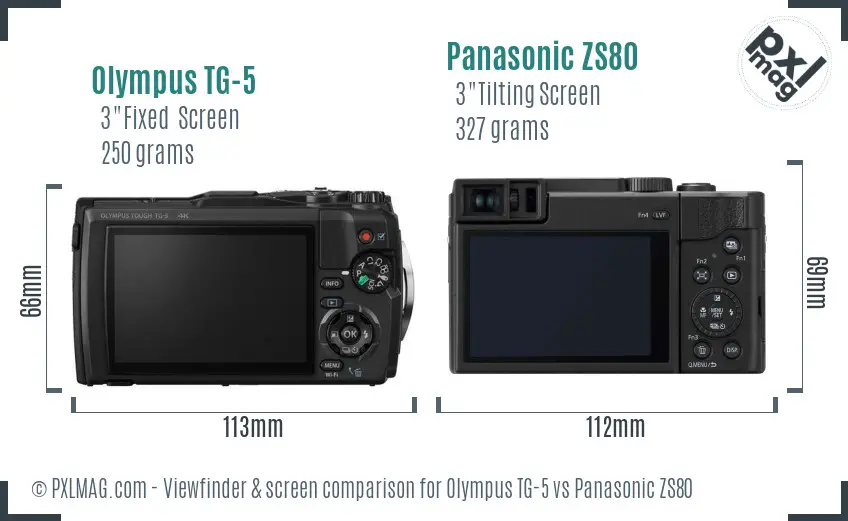 Olympus TG-5 vs Panasonic ZS80 Screen and Viewfinder comparison