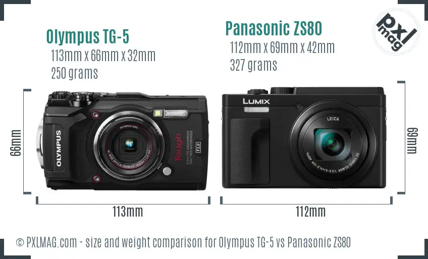 Olympus TG-5 vs Panasonic ZS80 size comparison