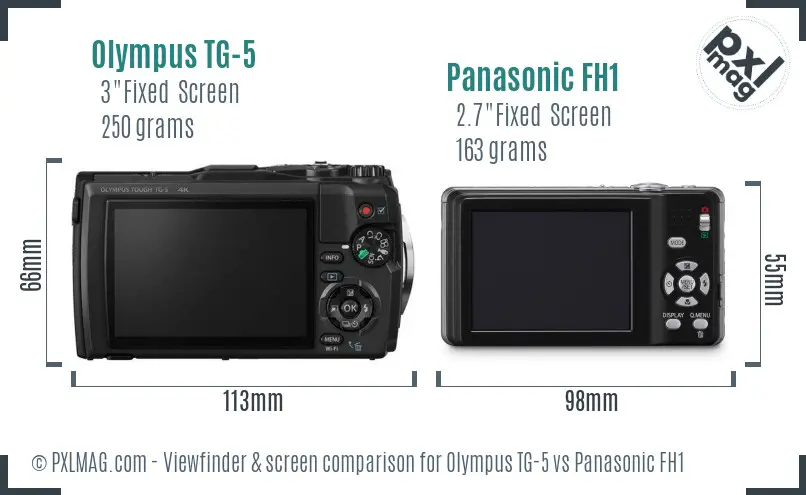 Olympus TG-5 vs Panasonic FH1 Screen and Viewfinder comparison
