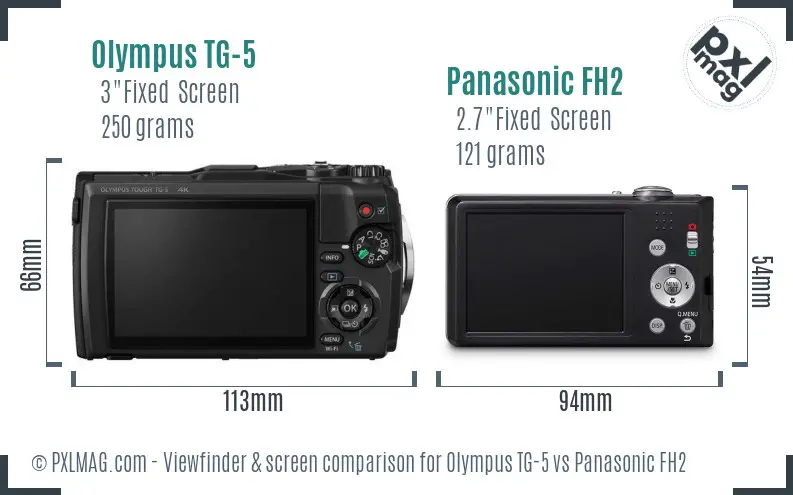 Olympus TG-5 vs Panasonic FH2 Screen and Viewfinder comparison