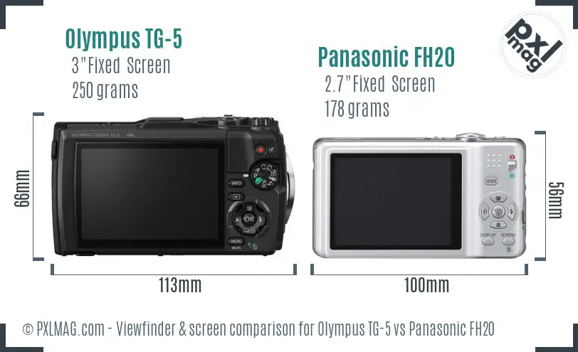 Olympus TG-5 vs Panasonic FH20 Screen and Viewfinder comparison