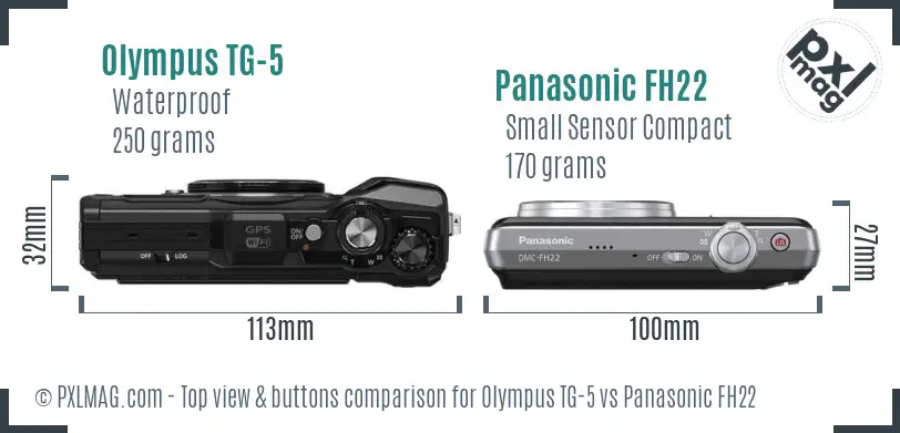 Olympus TG-5 vs Panasonic FH22 top view buttons comparison